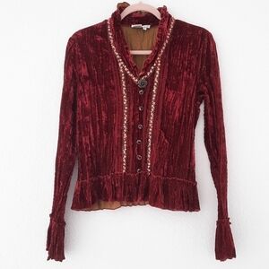 Alberto Makali Red Velvet Blouse L